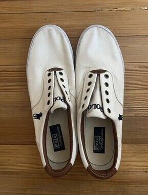 Polo Canvas And Leather White Vaughn Sneakers. Size 13D. Casual Cool.